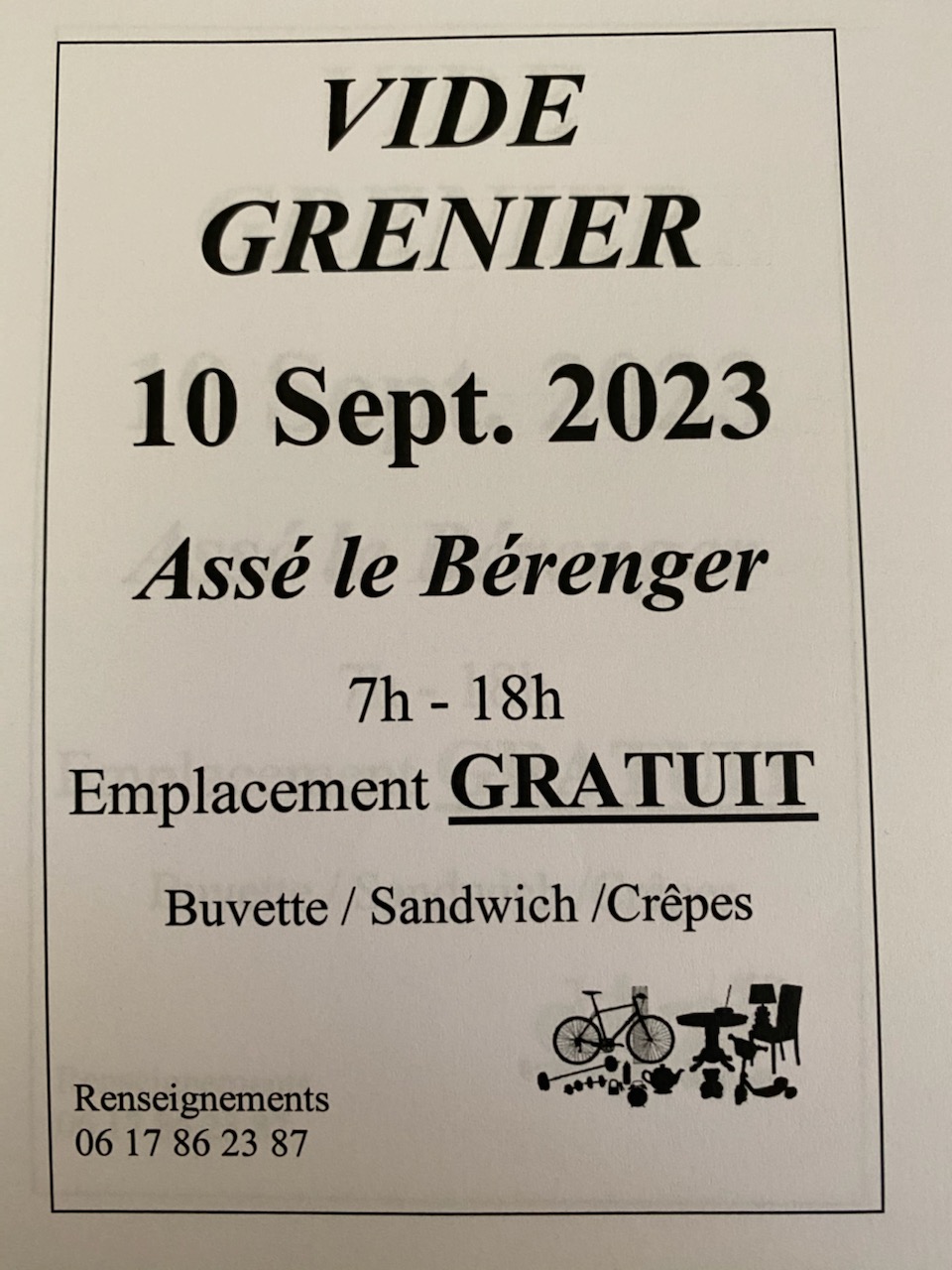 vide grenier le 10 septembre 7h 18h